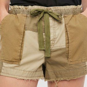Free People Green Shorts "Raw & Blocked Bootcamp Short Olive combo" xsmall
